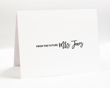 Personalized Note Cards for Bride To Be, from the Future Mrs Stationery Cards with Envelope, Bridal Stationery Set for Mrs, Set of 10 Cards
