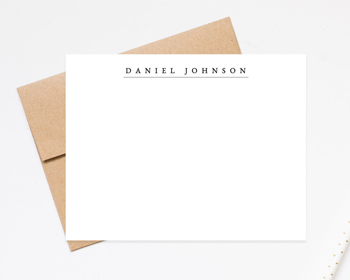 Modern Simplicity Personalized Stationery Note Cards, Stationary Flat Cards with Envelopes, Personalized Stationary
