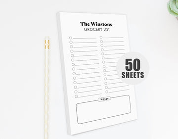 Personalized Family Grocery List Notepad with Lines, Simple Scratch Pad for To Do List, Customized Stationary Gift, 5.5 X 8.5 Inches Note