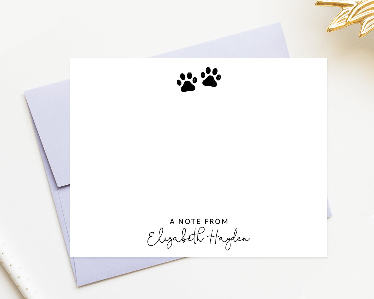 Personalized Paw Print Stationery, A Note From Custom Family Stationary with Paws, Personalized Gift for Dog Lover Family, Thank You Notes