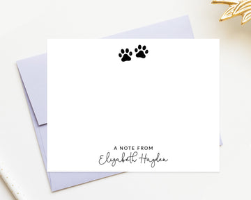 Personalized Paw Print Stationery, A Note From Custom Family Stationary with Paws, Personalized Gift for Dog Lover Family, Thank You Notes