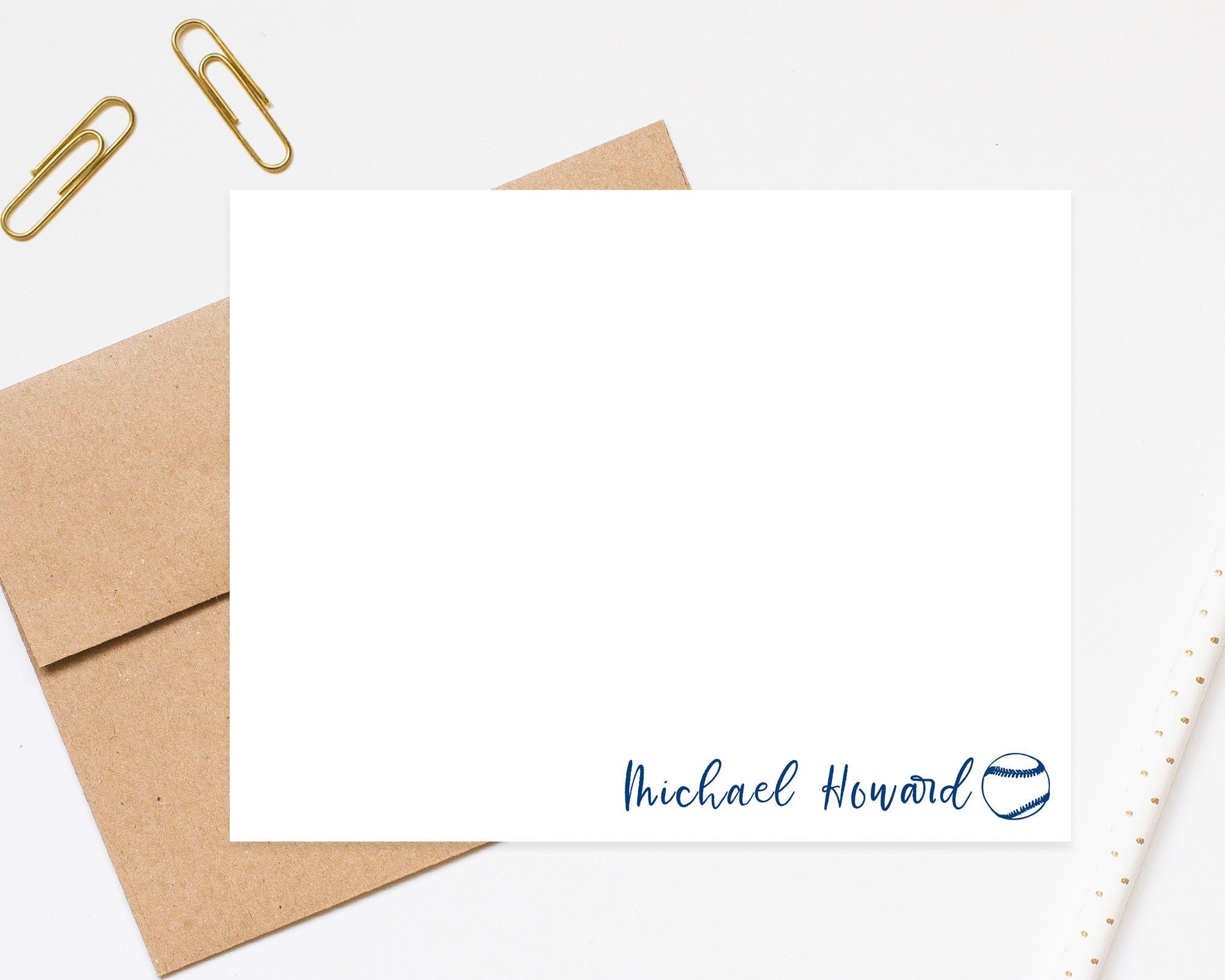 Baseball Stationery for him, Personalized Kids Stationary for Boys, Note Cards for Him, Gift for Boys, Kid Thank You Notes for Teacher