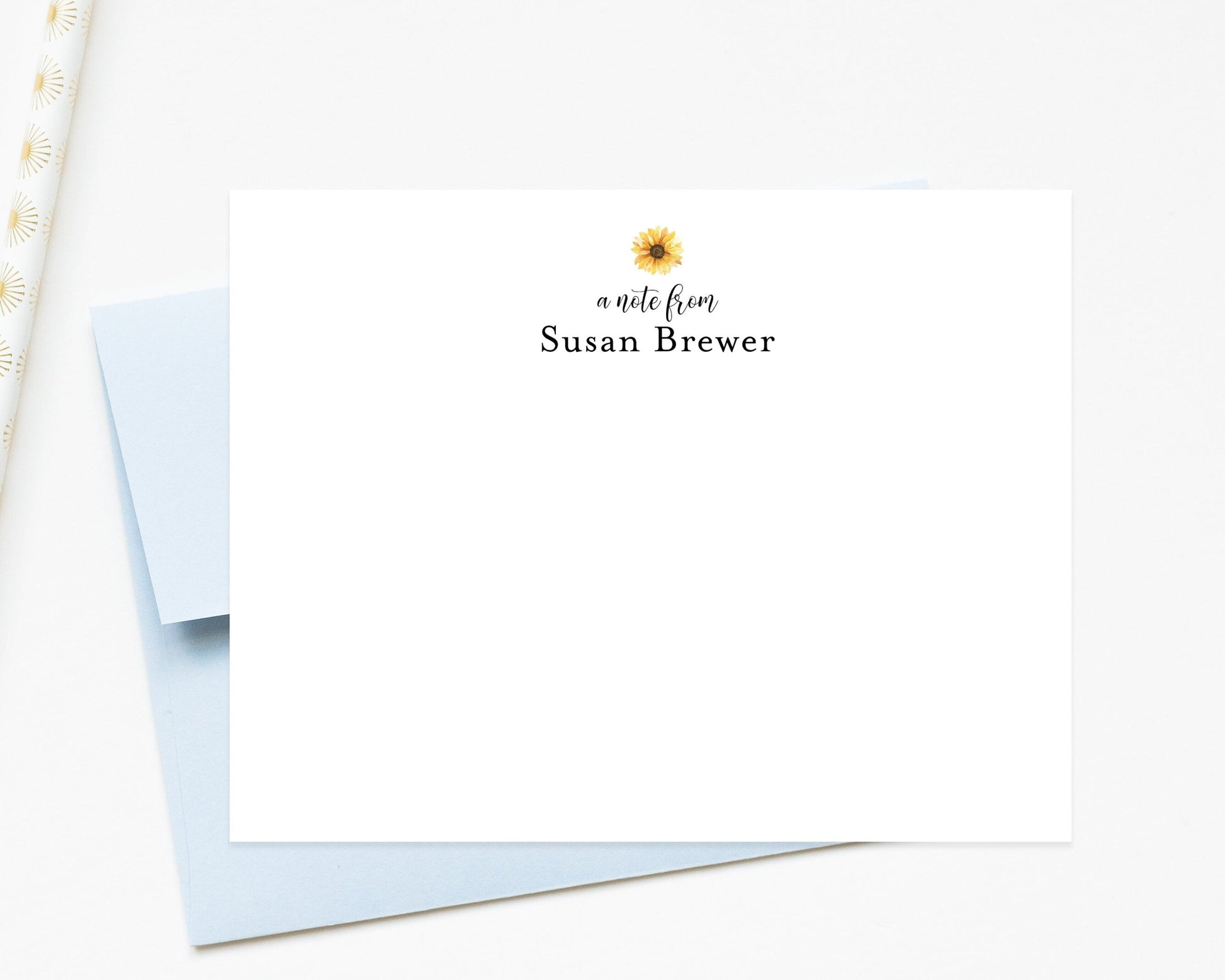 Personalized Sunflower Stationery for Notes, Printed Stationary Note Cards with Flowers, Thank you Cards Stationery With Envelopes