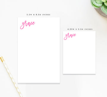 Custom Mini Notepad with Script Text, Personalized Stationary Note Pad for Her, To Do List Memo Pad, Back to School Note Pad for Her