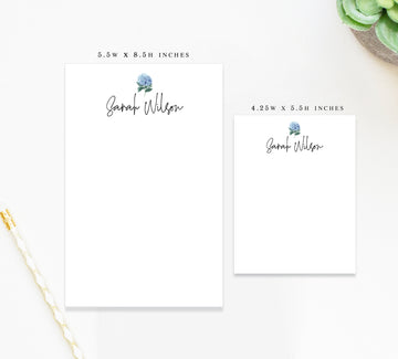 Personalized Notepad with Hydrangea, Thank You Present Notepad with Floral, Memo Pad Notes for Groceries, Personalized Notepad Teacher Gift
