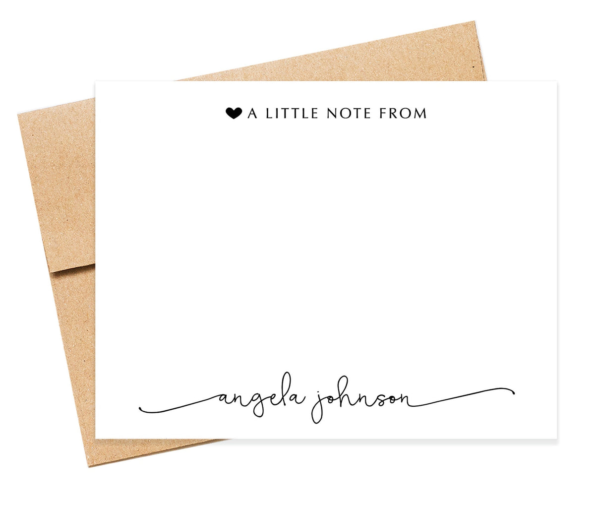 Personalized A Note From Script Stationery Cards set, Flat Notecards, Personalized Stationary Card Set Flat Note Cards and Envelopes