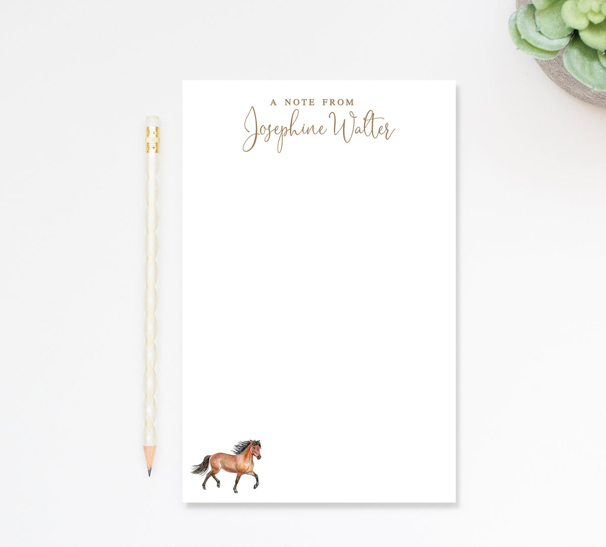 Personalized Horse Stationary Notepad, A note from Horse Lovers Gift, Custom Thank You Note, Letter Writing, Customized Notepad Under 25