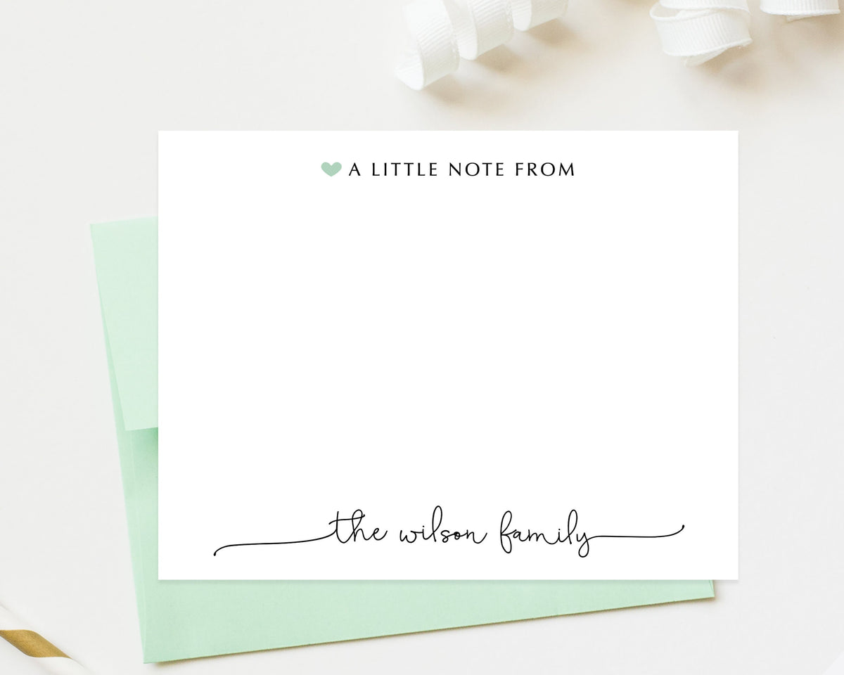 Personalized A Note From Script Stationery Cards set, Flat Notecards, Personalized Stationary Card Set Flat Note Cards and Envelopes