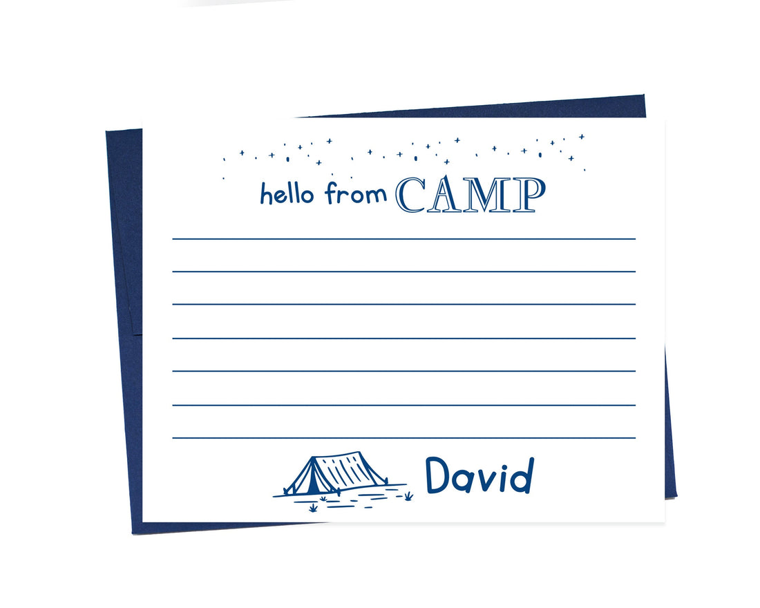Personalized Camp Note Sleepaway Stationery For Boys, News from Camp Stationery Set, Stationary with Lines, Cute Summer Notes Gift for Kids