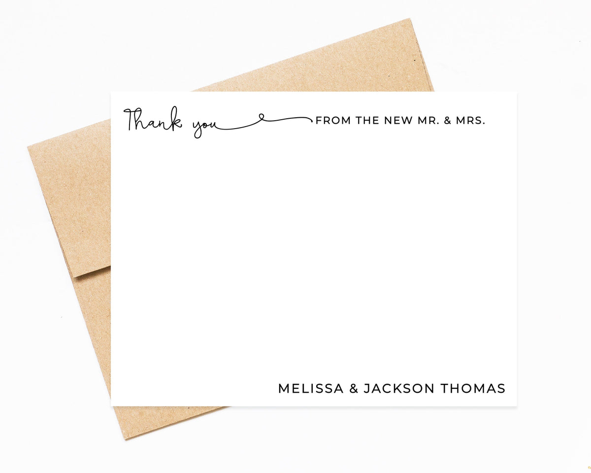 Personalized wedding thank you stationery set, Wedding thanks, Bride and groom printable stationary, New couple gift, New Mr and Mrs Card