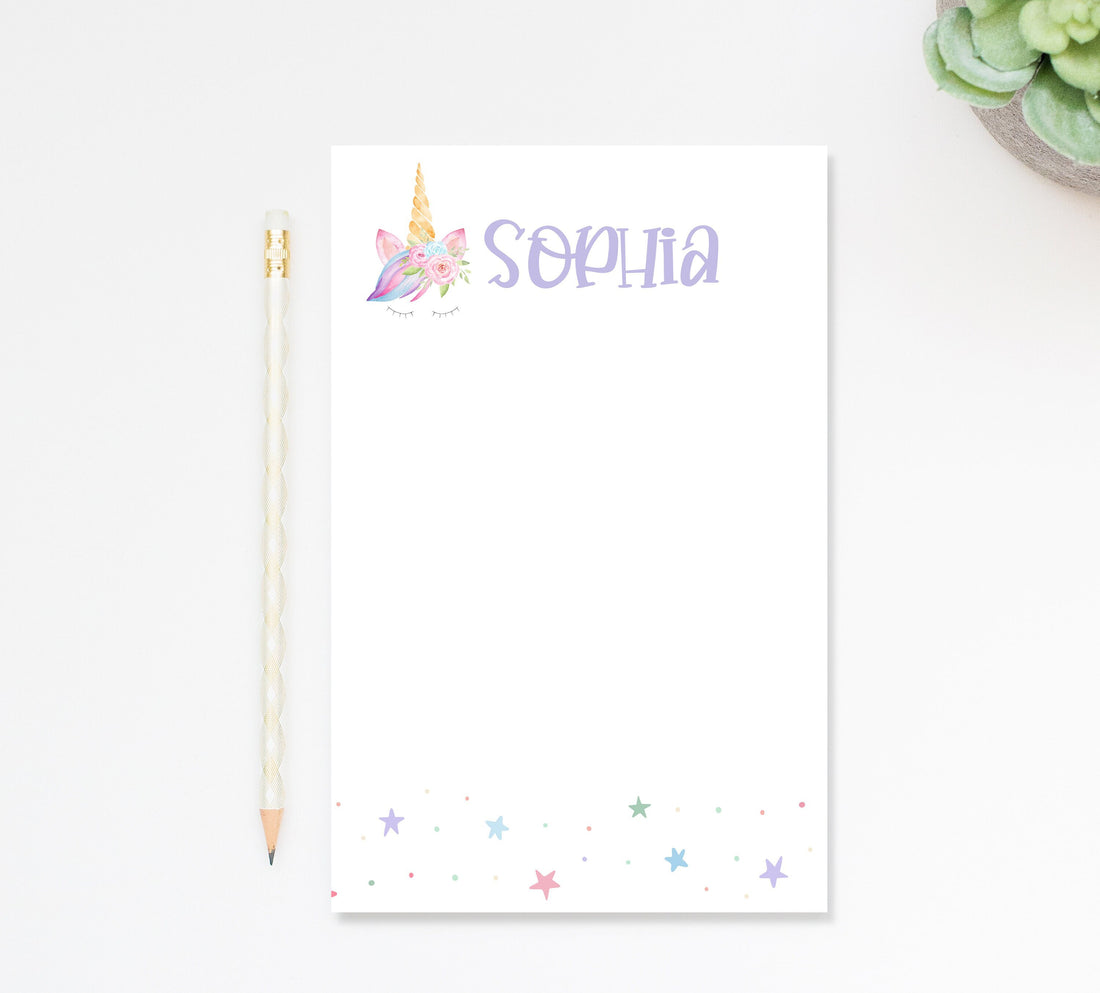 Personalized Colorful To Do List Notepad For Kids, Girls Stationary Set Personalized with Unicorn, Custom Birthday Gift for Children