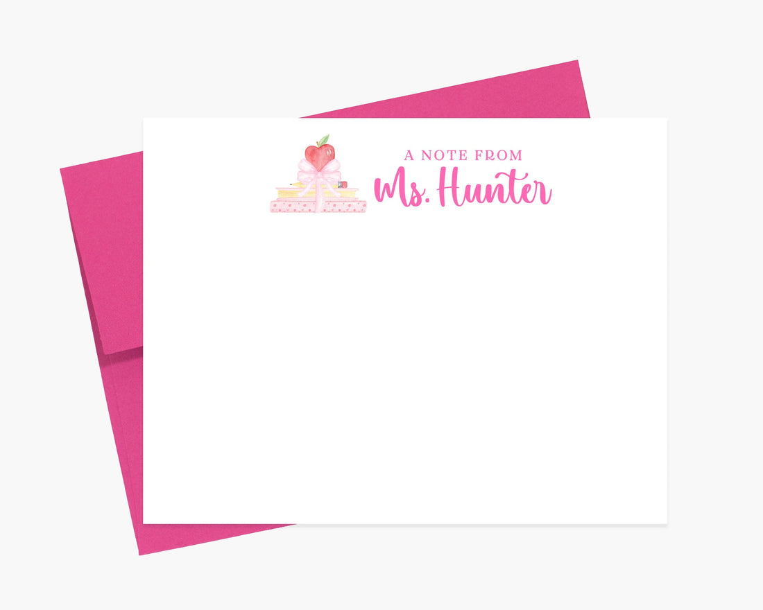 Personalized Cute Notecards Stationery For School, A Note From Stationary Set, Custom Teacher Gift for Her, Set of 10 Cards