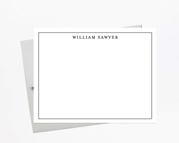 Personalized Simple Bordered Stationary, Modern Stationary Kit Notecards For Him, Thank You Personalized Correspondence Card Stationery Set