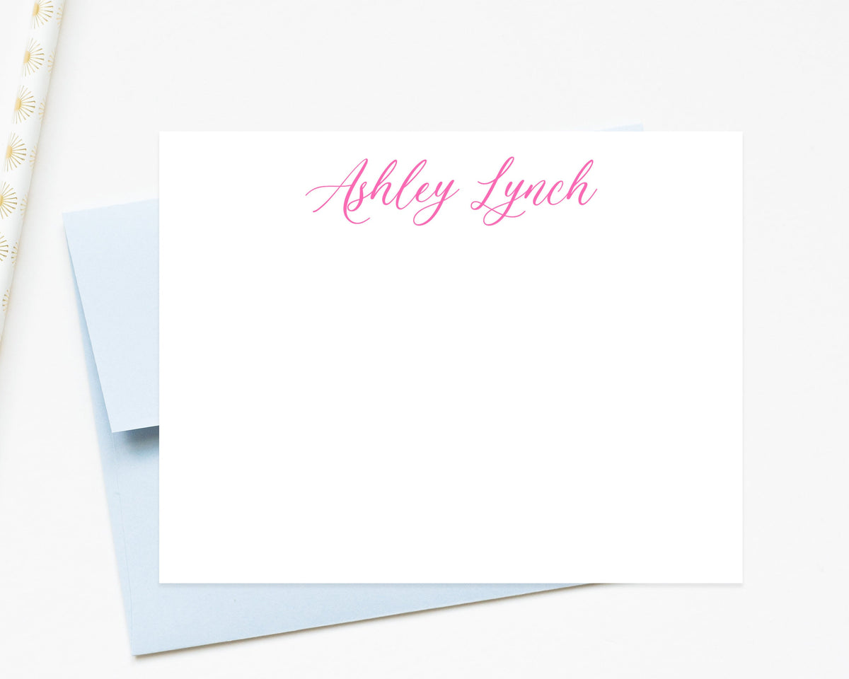 Personalized Script Stationary For Girls, Stationery Cards Gifts Set for Her, Flat Thank You Notes, Flat Note Cards Set With Envelopes