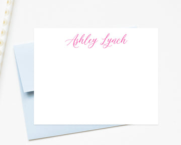 Personalized Script Stationary For Girls, Stationery Cards Gifts Set for Her, Flat Thank You Notes, Flat Note Cards Set With Envelopes