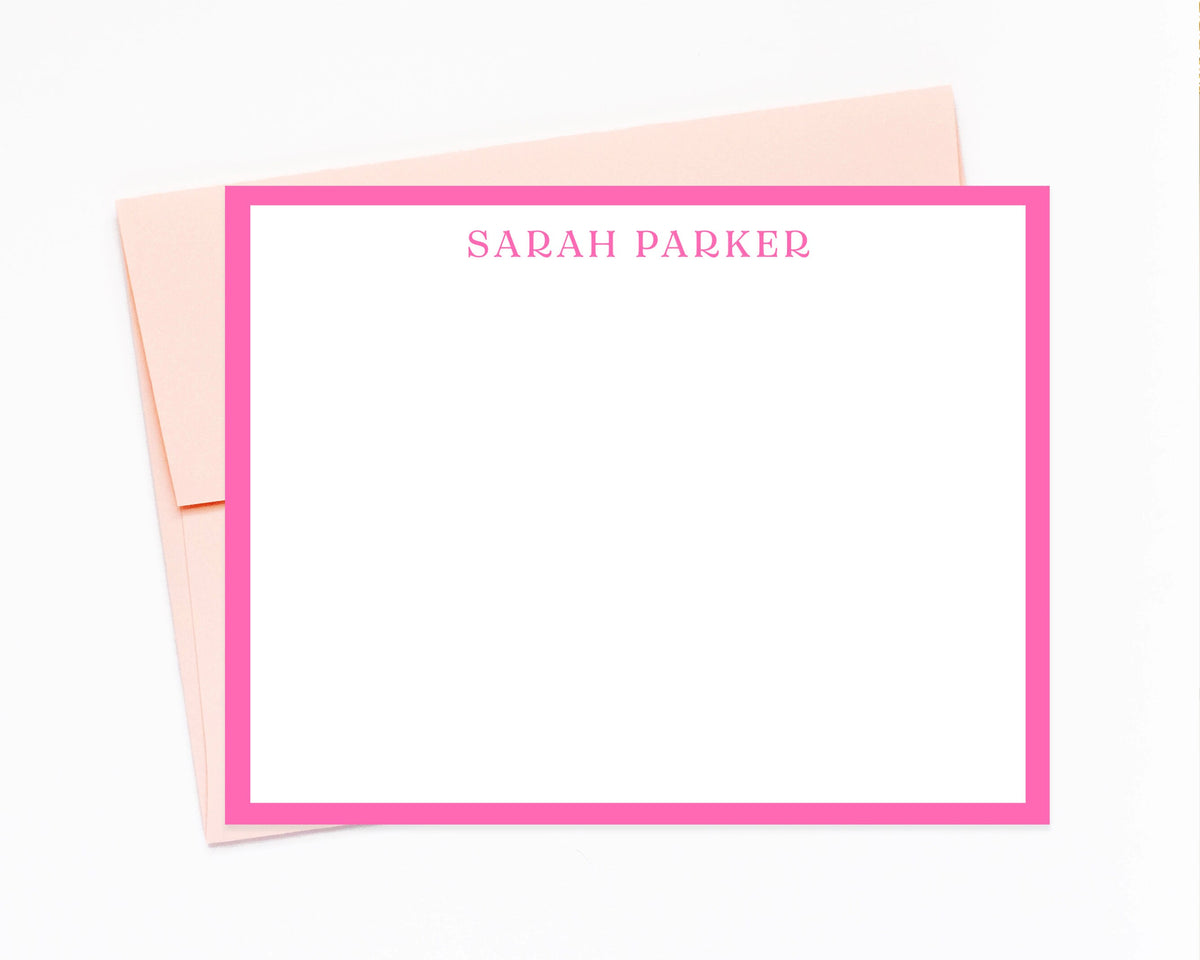 Personalized Bordered Modern Stationery Note Cards, Stationary For Women for Men, Thank you Flat Cards, Personalized Gift for Family