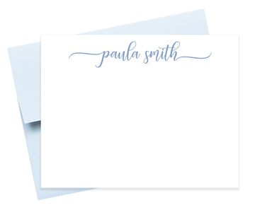 Personalized Name Script Stationery Cards set, Flat Notecards, Personalized Stationary Card Set Flat Note Cards and Envelopes