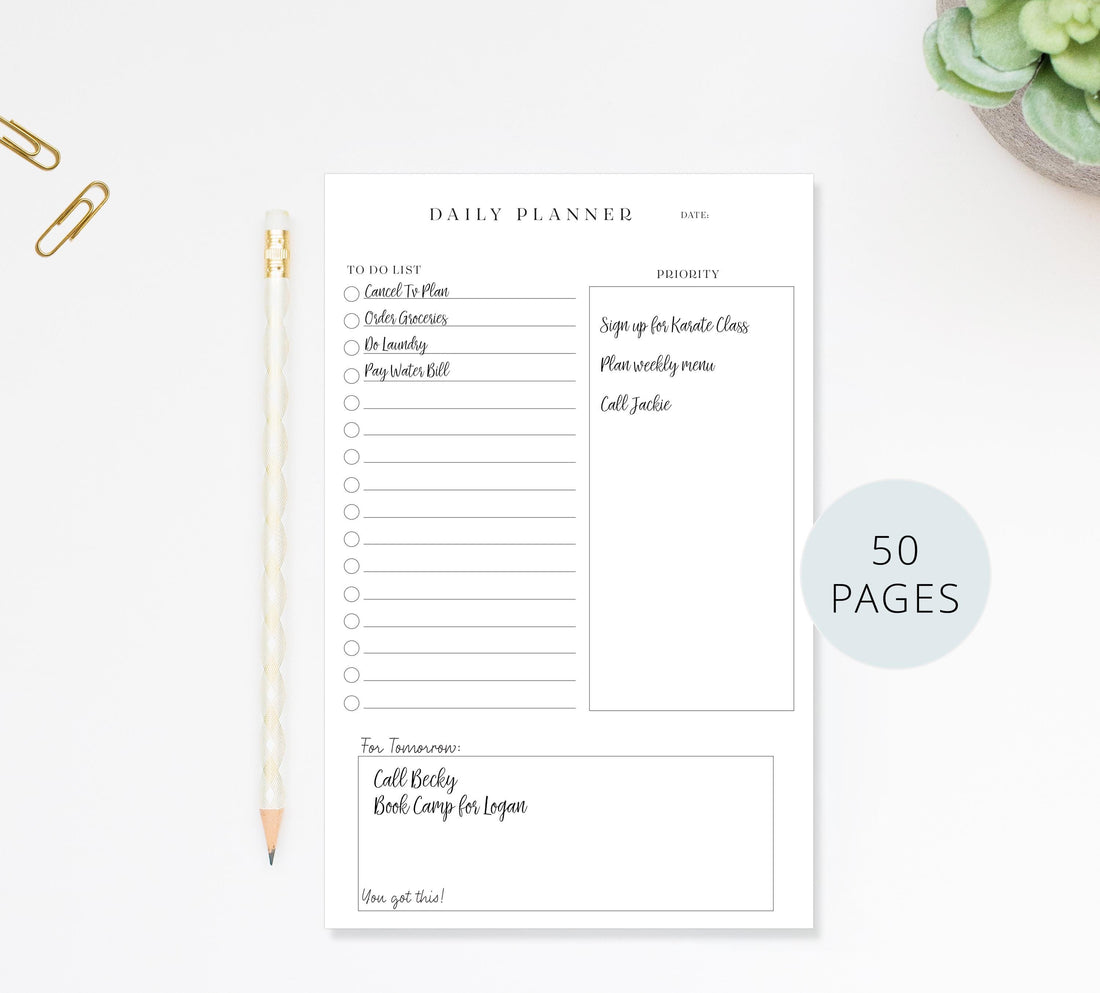 Personalized Stationery Planner Notepad For Organization, Printed Memo Pad Minimal Planner Journal To Do List, Week at a Glance, Work Notes
