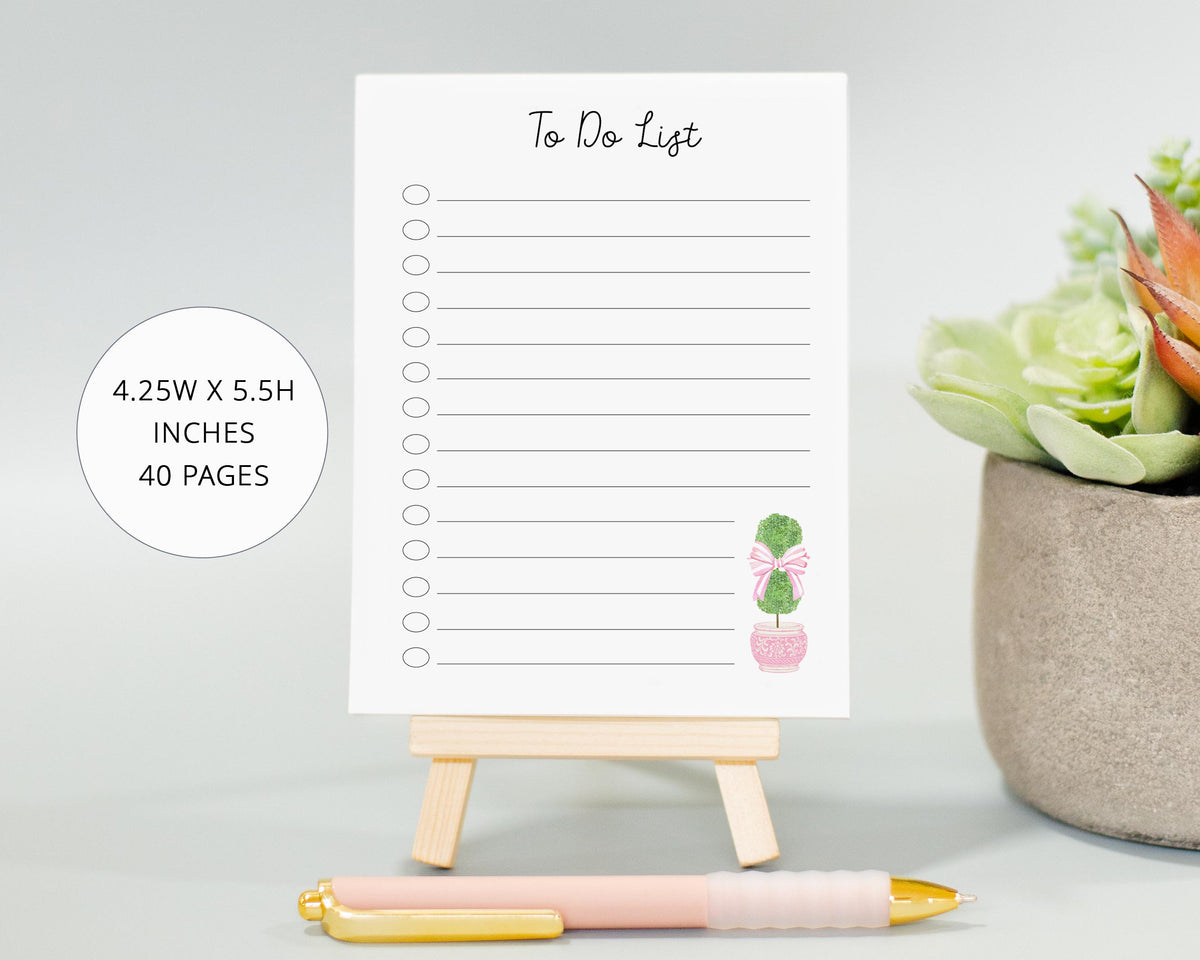 Cute Mini Notepad Stationery Gift, Christmas Stocking Stuffer, Organization note pad with checklist and Pink Bow, To Do List for School