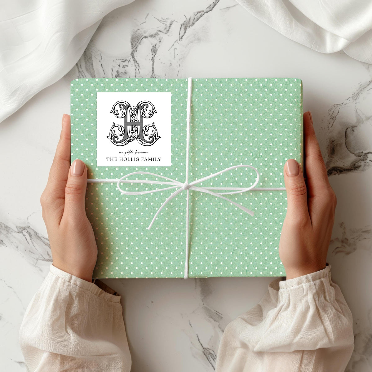 Personalized Family Monogram Gift Tag, Enclosure Flat Card Stationary, Printed Gift Tag Pack of 15, Customized Stationery Calling Card