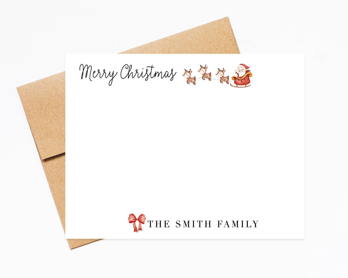 Personalized Holiday Stationery Note For Christmas, Merry Christmas Notecards Stationary Thank You Set