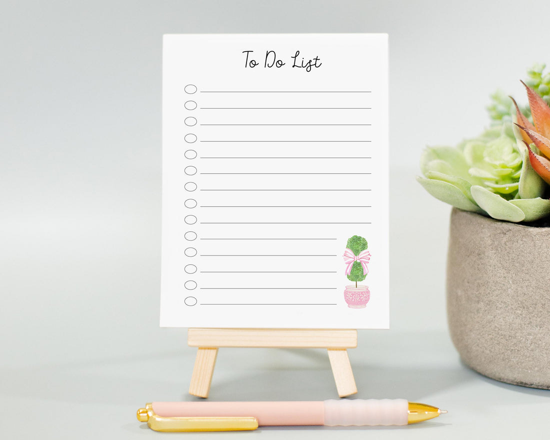 Cute Mini Notepad Stationery Gift, Christmas Stocking Stuffer, Organization note pad with checklist and Pink Bow, To Do List for School