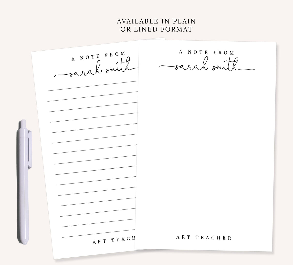 Personalized Script Notepad with For Art Teacher, End of Year School Appreciation Stationary Gift, To Do Social Work List Notepad