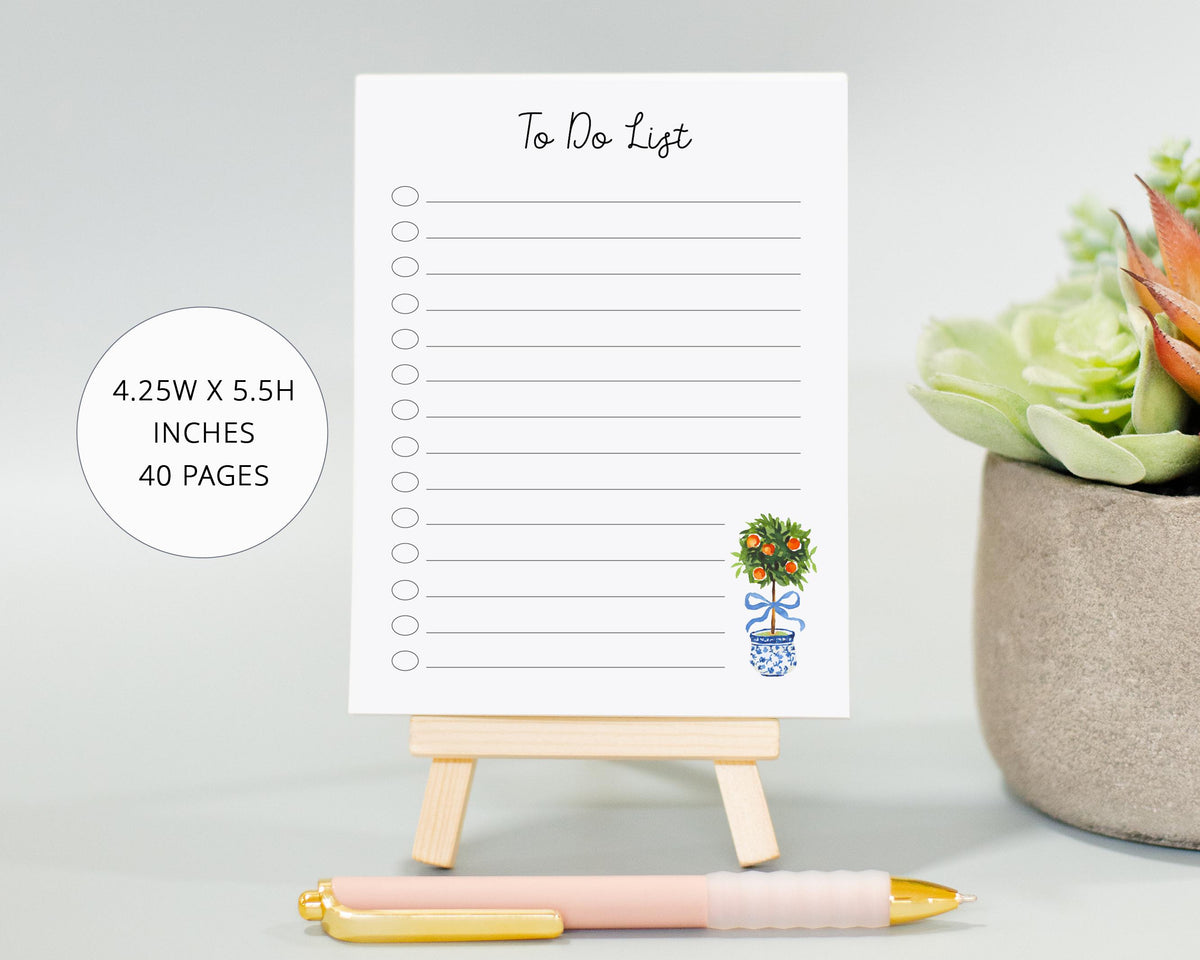 Cute Mini Notepad Stationery Gift, Chinoiserie Christmas Stocking Stuffer, Organization note pad with checklist, To Do List for School