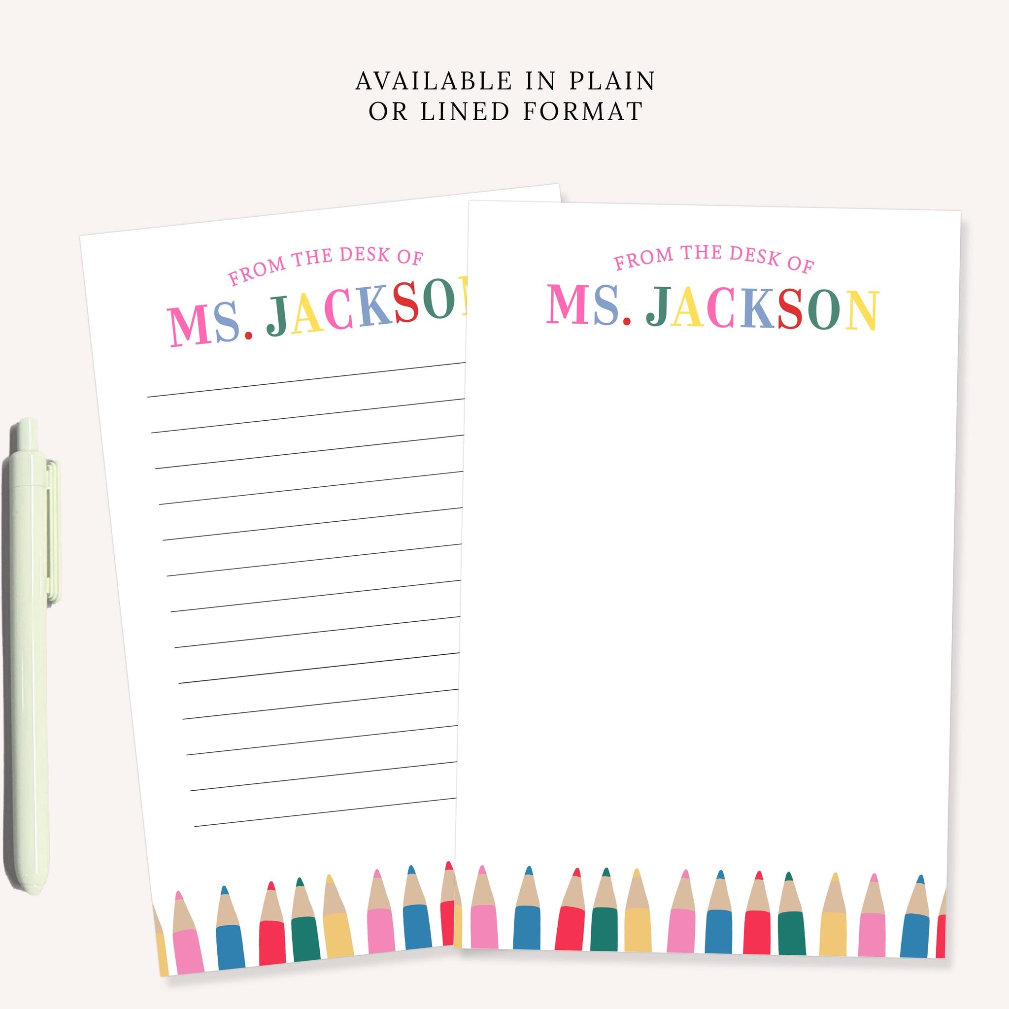 Personalized Colorful Notepad For Teacher, Custom Notepad with Crayons, To Do List Notepad for School End of the Year Appreciation Gift