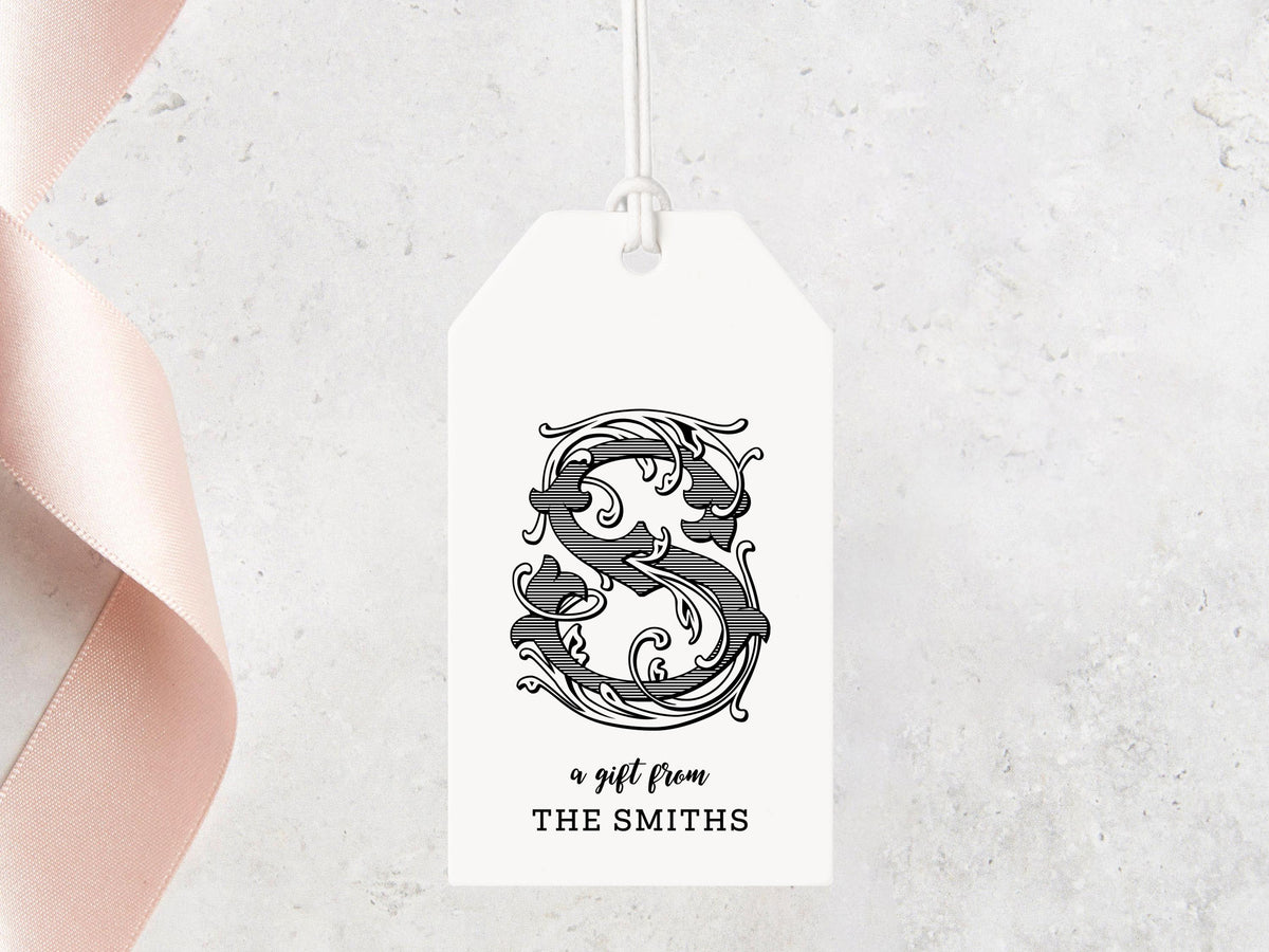 Personalized Gift Tags, Monogram Gift Tags, Printed and Shipped Tags, 2 x 3.5 inch Favor Tags, 12 Tags for Wine Gifts Holiday Party Favor