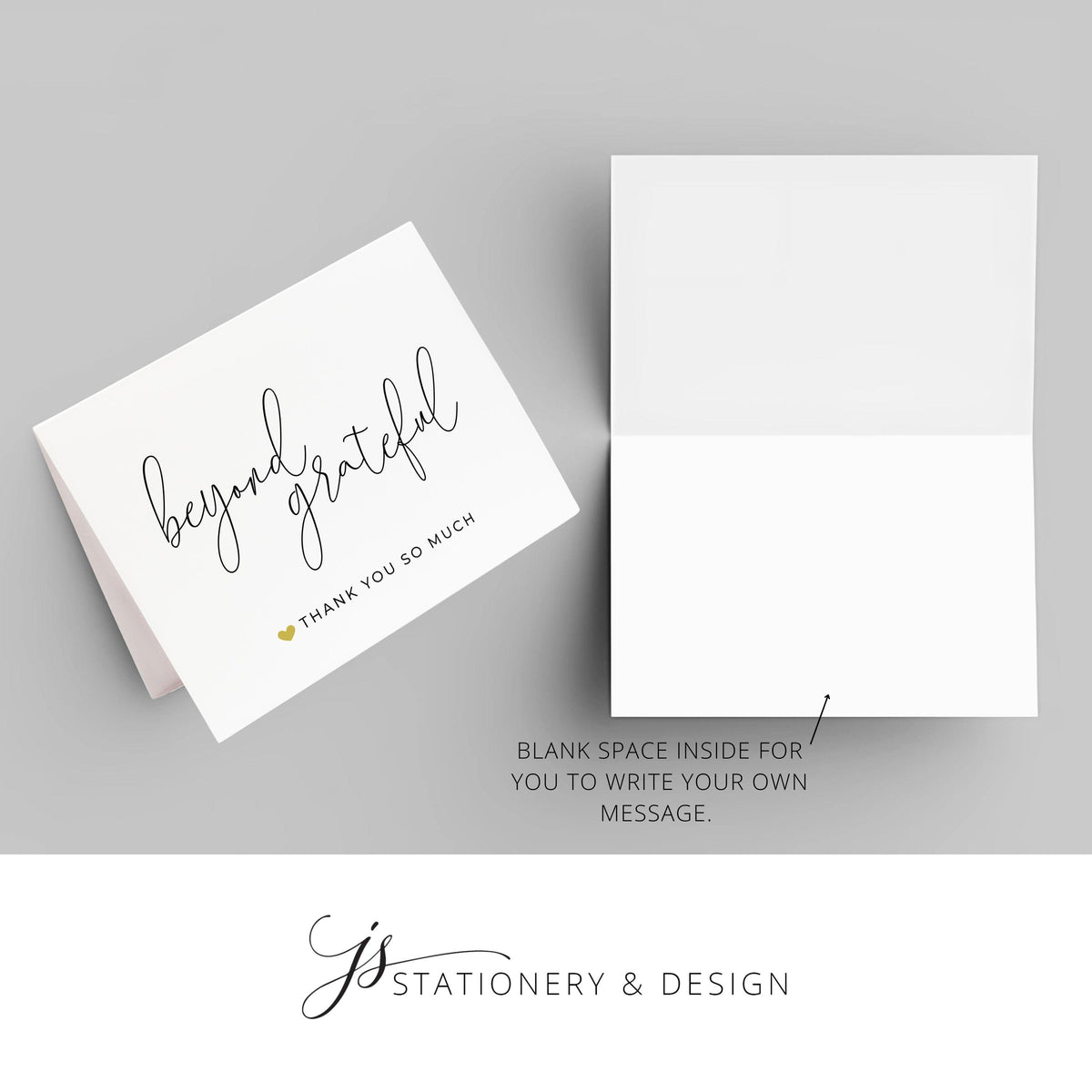 Personalized Folded Card Stationery with Your Business Logo, Thank you Professional Notecards Blank Inside, Set of 10 Cards 10 Envelope