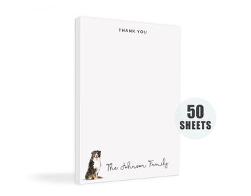 Personalized Stationery Notepad for Family With Dog Options, Animal Notepad Stationery, Thank You Family Stationary Notepad for To Do List
