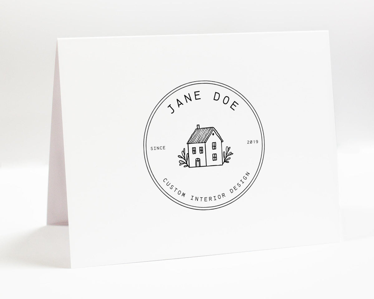 Personalized Folded Card Stationery with Your Business Logo, Thank you Professional Notecards Blank Inside, Set of 10 Cards 10 Envelope