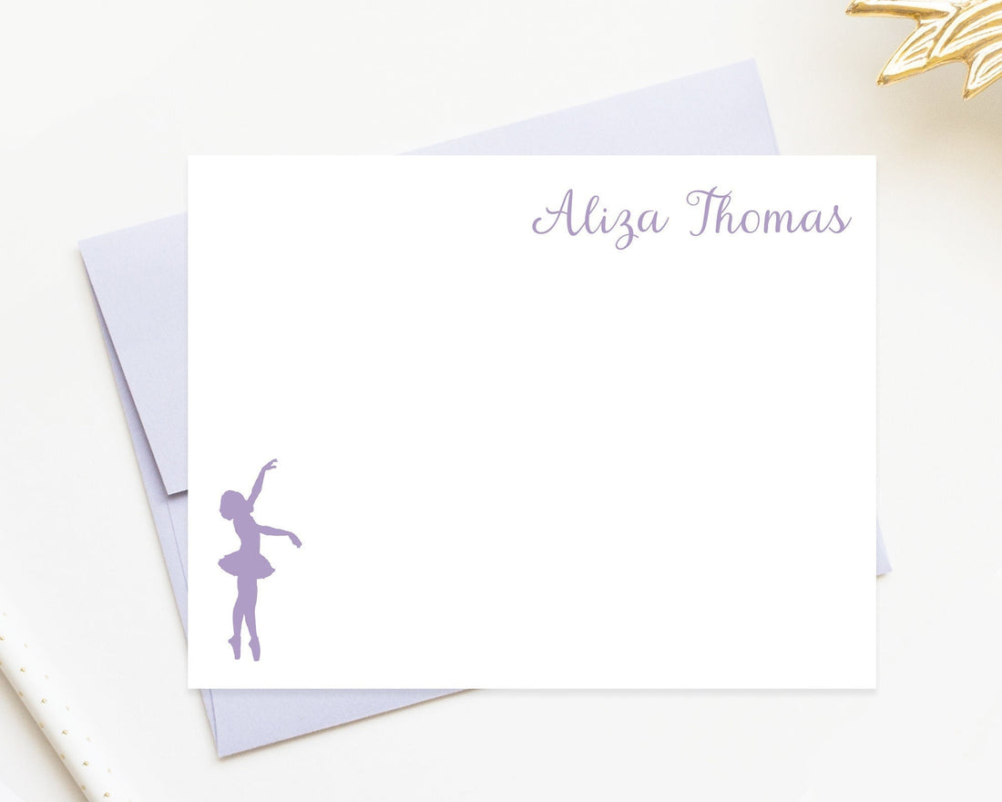 Personalized Ballerina Stationery for Girls, Dancer Birthday Stationary Card Set, A Little Note From Notecards, Childrens Stationery For Her
