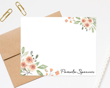 Personalized Stationery Set / Elegant Floral Stationary with Envelopes / Stationary Notecard Gift Set / Watercolor Flowers Stationery Card