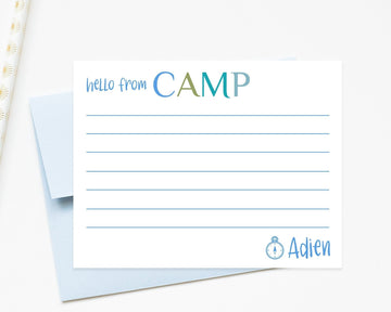 Personalized Camp Stationery Set For Boys, Custom Stationary with Lines, Cute Summer Notes for Kids, Personalized Gift for Him from Camp