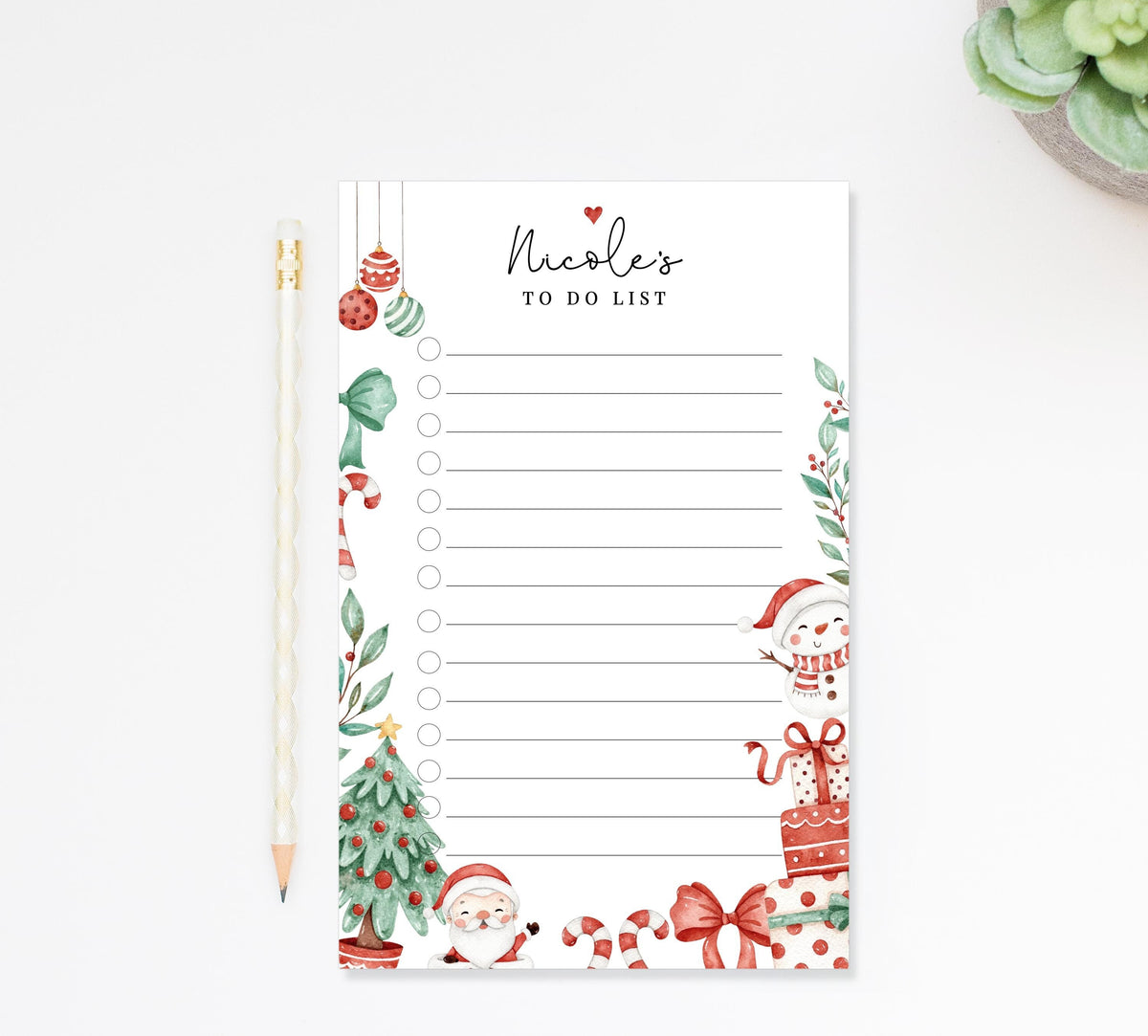 Personalized Santa Stationery Planner Notepad, Holidays Stationery Memo Pad with Santa and Christmas Tree Holiday Planner