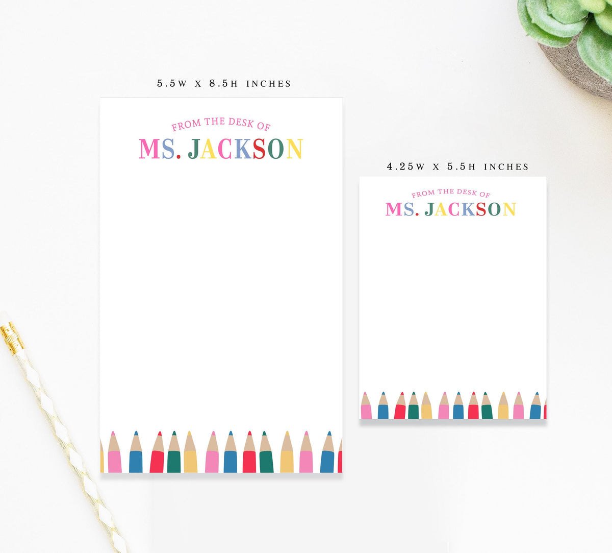 Personalized Colorful Notepad For Teacher, Custom Notepad with Crayons, To Do List Notepad for School End of the Year Appreciation Gift