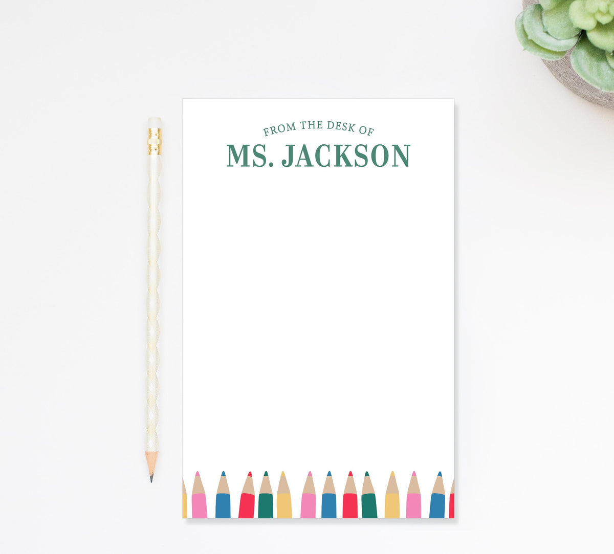 Personalized Colorful Notepad For Teacher, Custom Notepad with Crayons, To Do List Notepad for School End of the Year Appreciation Gift