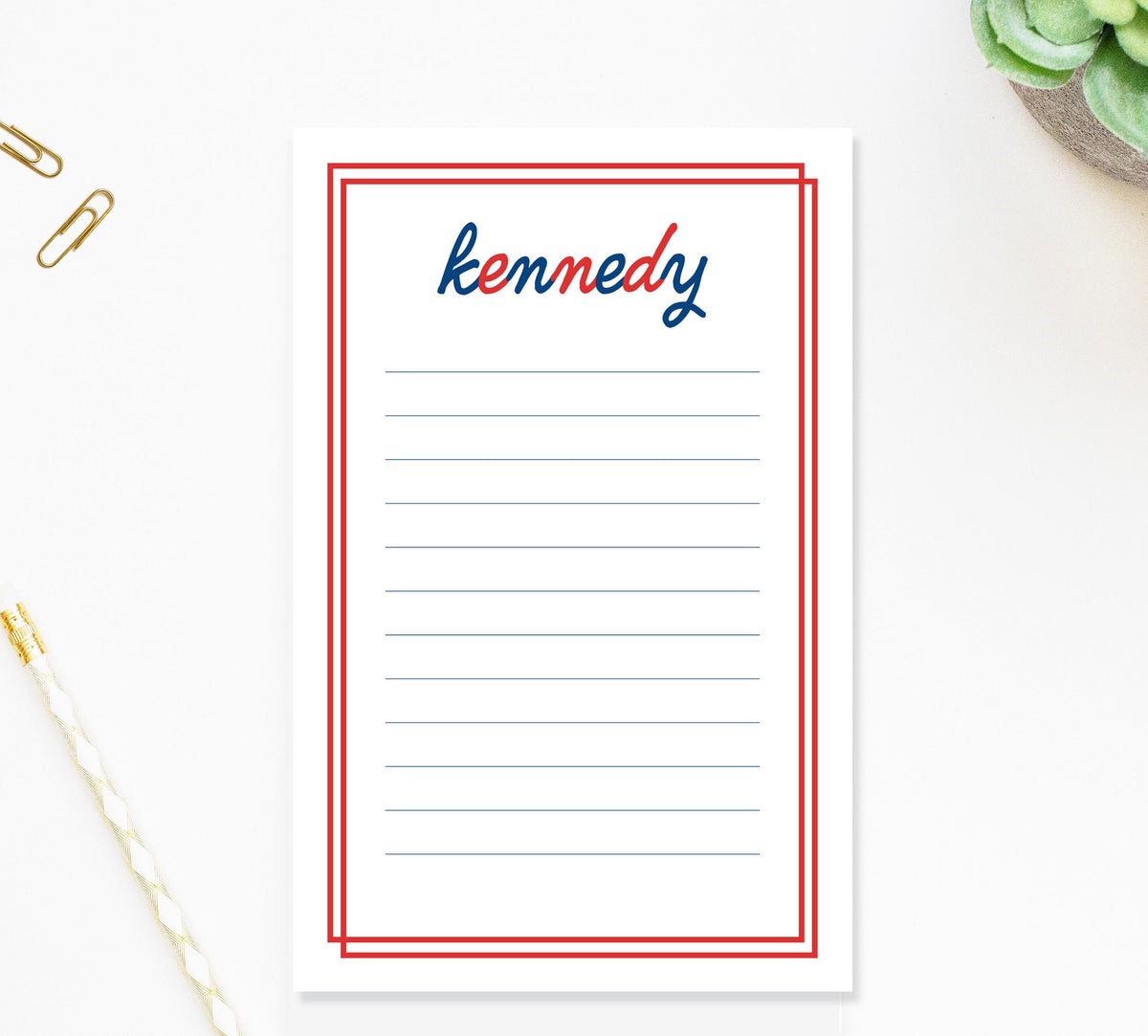 Personalized Bordered Notepad For Kids, Stationery For Him For Her With Name, Custom To Do List Notepad for School