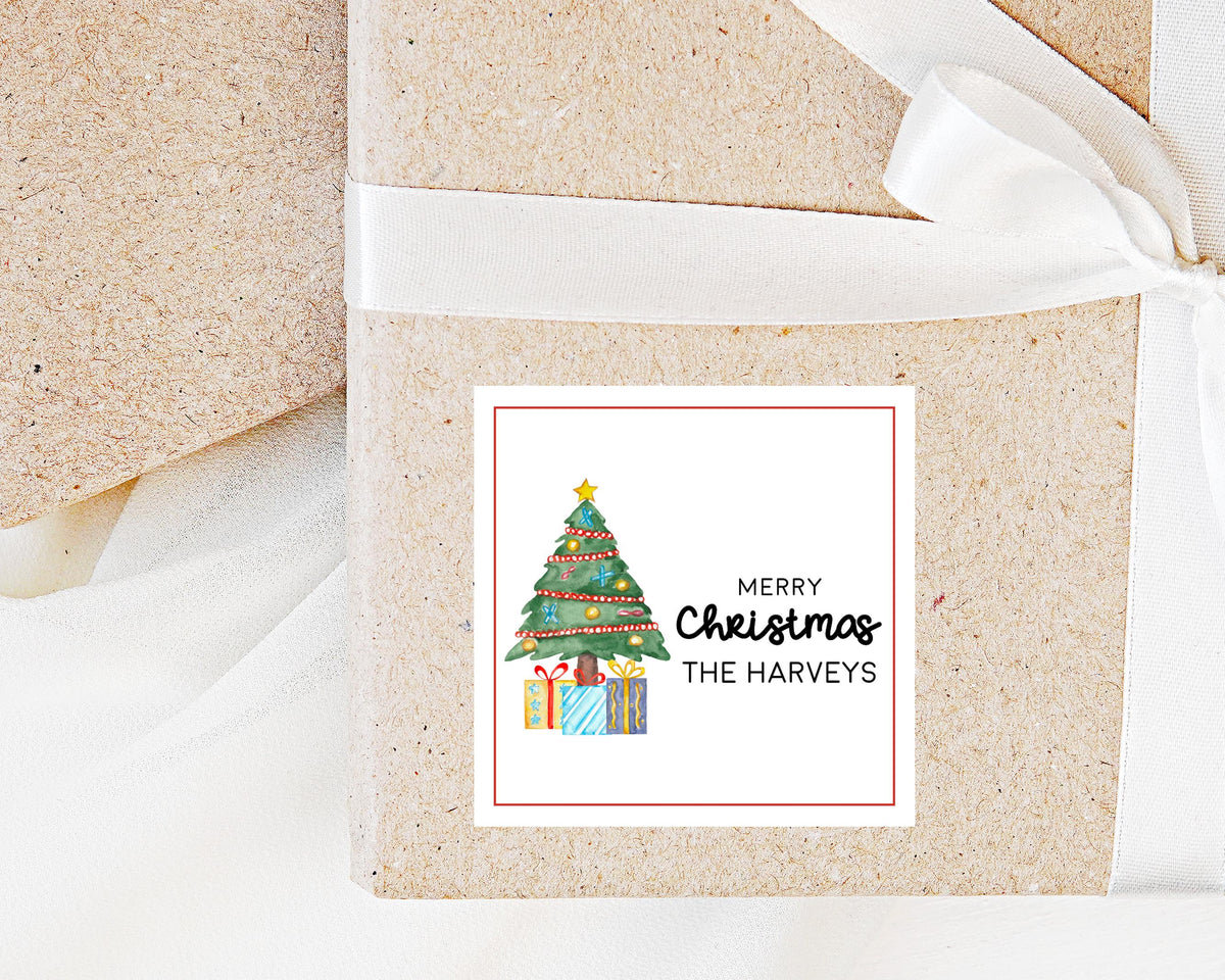 Personalized Family Gift Tag Sticker for Gift, Merry Christmas Gift Sticker for the Holidays, Family Festive Enclosure Card