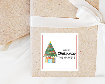 Personalized Family Gift Tag Sticker for Gift, Merry Christmas Gift Sticker for the Holidays, Family Festive Enclosure Card