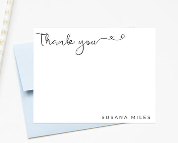 Personalized Thank You Card Wedding, Personalize Script Notecards with Envelopes, Bridal Shower Thank you Card, Custom Stationery Set