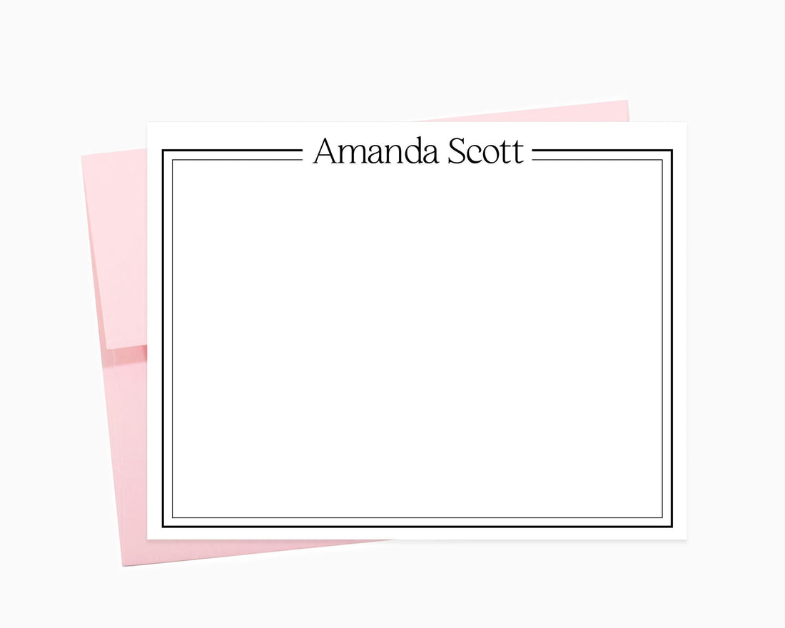 Double Bordered Modern Personalized Stationery Note Cards, Stationary Gift Set, Business Flat Card, Personalized Notecard, Gift for Business