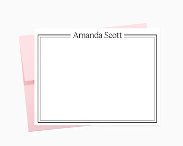 Double Bordered Modern Personalized Stationery Note Cards, Stationary Gift Set, Business Flat Card, Personalized Notecard, Gift for Business