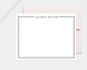 Modern Personalized Stationery Note Cards with Double Border, Small Business Stationery, Thank you Flat Cards, Personalized Letter for Notes