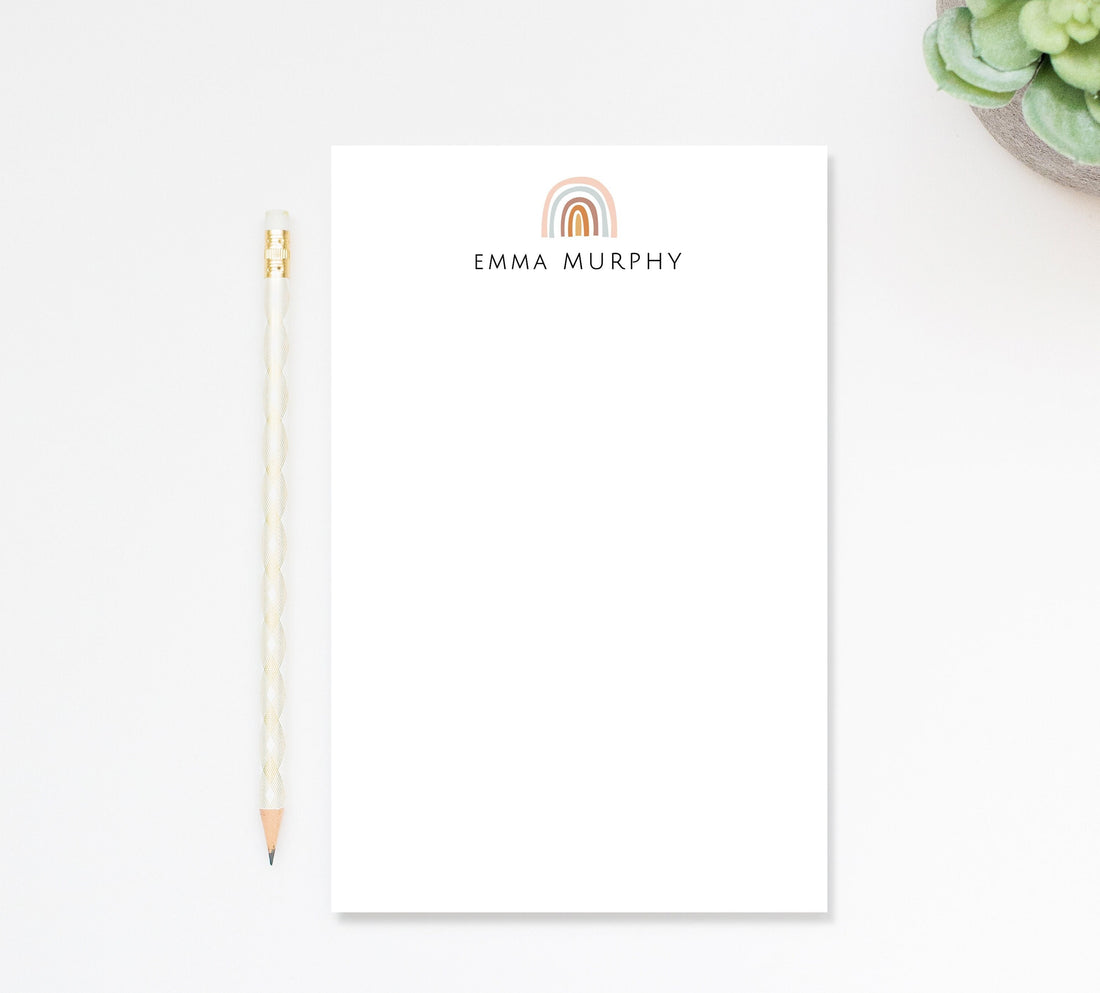 Personalized Boho Notepad for To Do List Paper Pads, Bohemian Style Notepad with Rainbow, Custom Notepad for Her, Personalized Gift Under 25