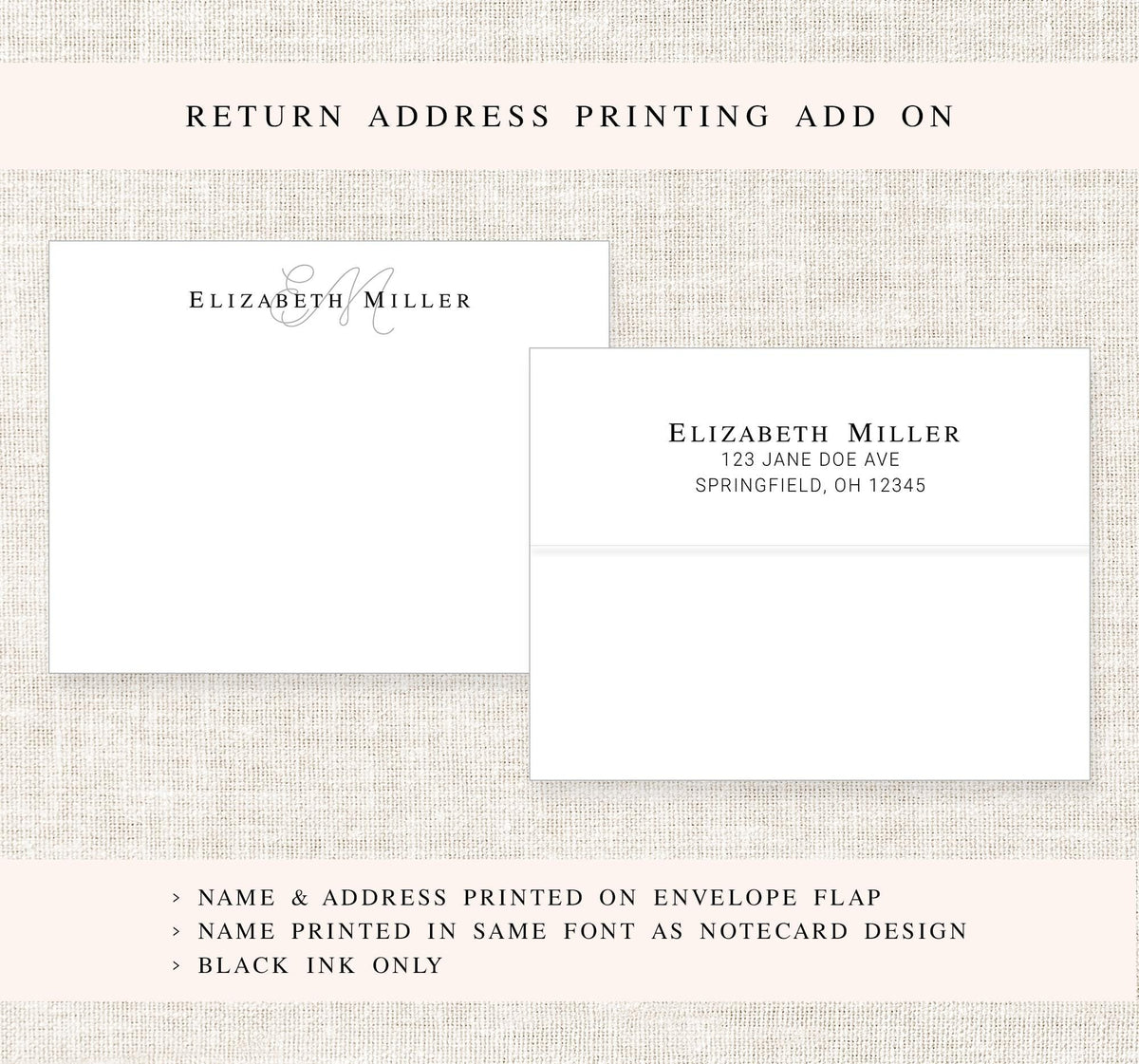 Monogram Modern Stationary Notecard, Simple Business Stationery with Monogram, Custom 2 Letter Monogrammed Notes for Letter Writing