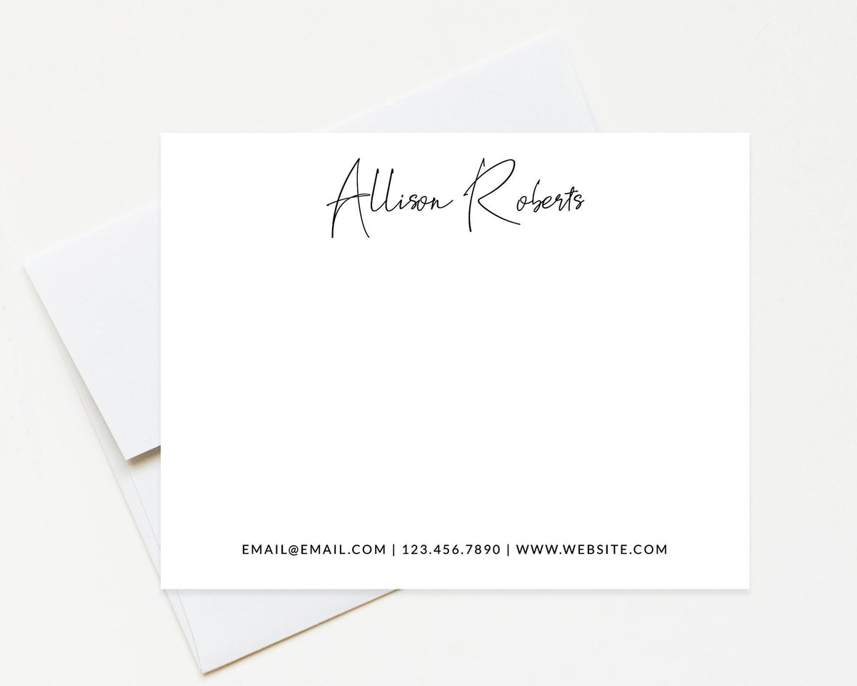 Casual Note Card Set for Business, Personalized Professional Stationery with Phone Number and Email, Notecards for Work with Website