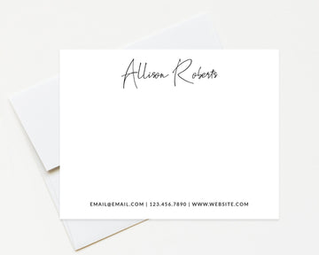 Casual Note Card Set for Business, Personalized Professional Stationery with Phone Number and Email, Notecards for Work with Website